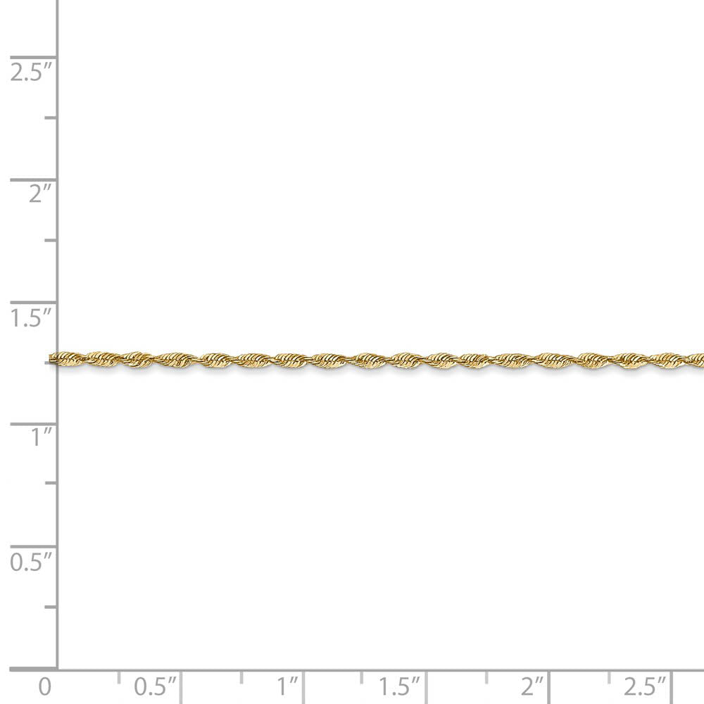 Alternate view of the 1.5mm, 14k Yellow Gold Light Diamond Cut Rope Chain Bracelet by The Black Bow Jewelry Co.