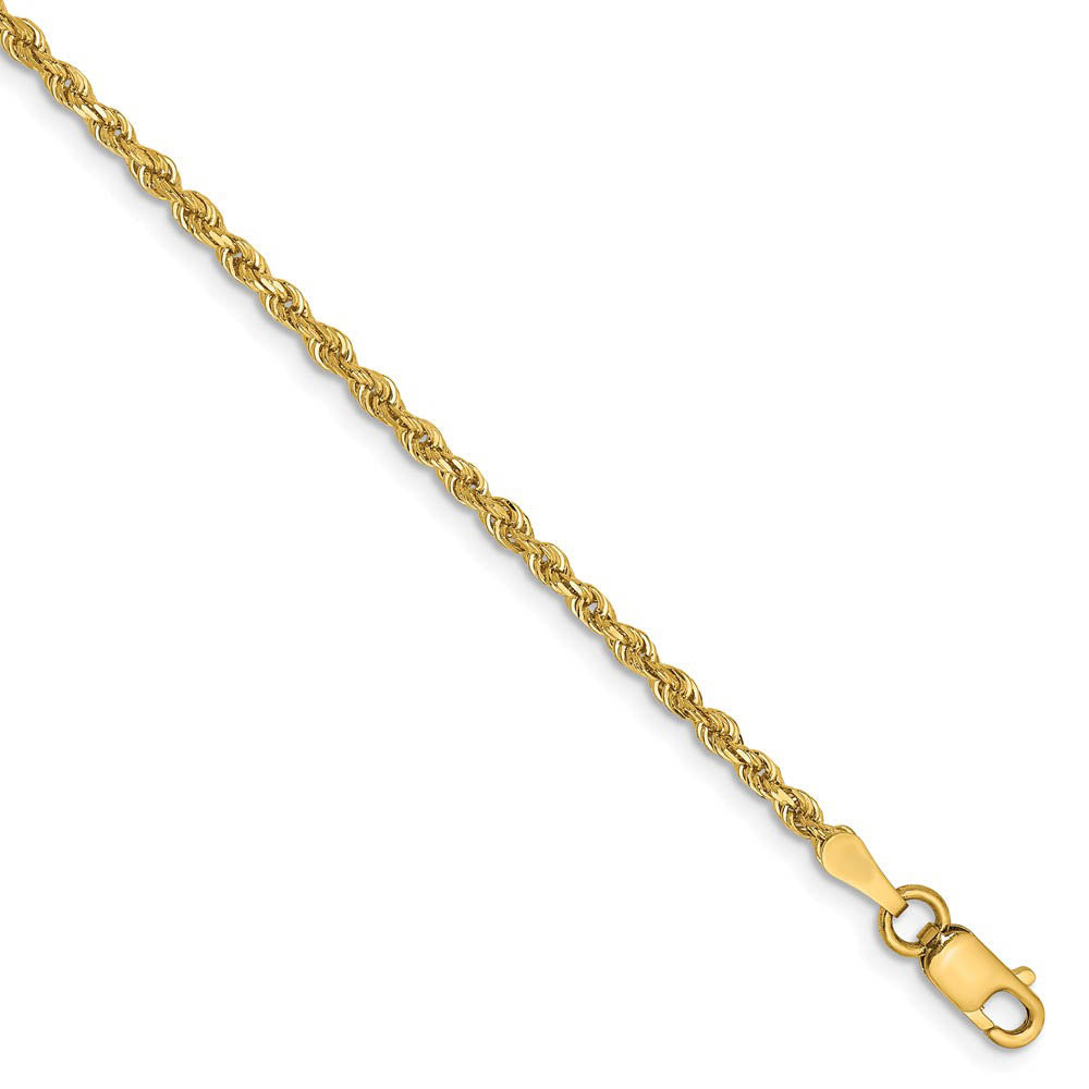 2mm, 14k Yellow Gold, D/C Quadruple Rope Chain Bracelet, Item C8393-B by The Black Bow Jewelry Co.