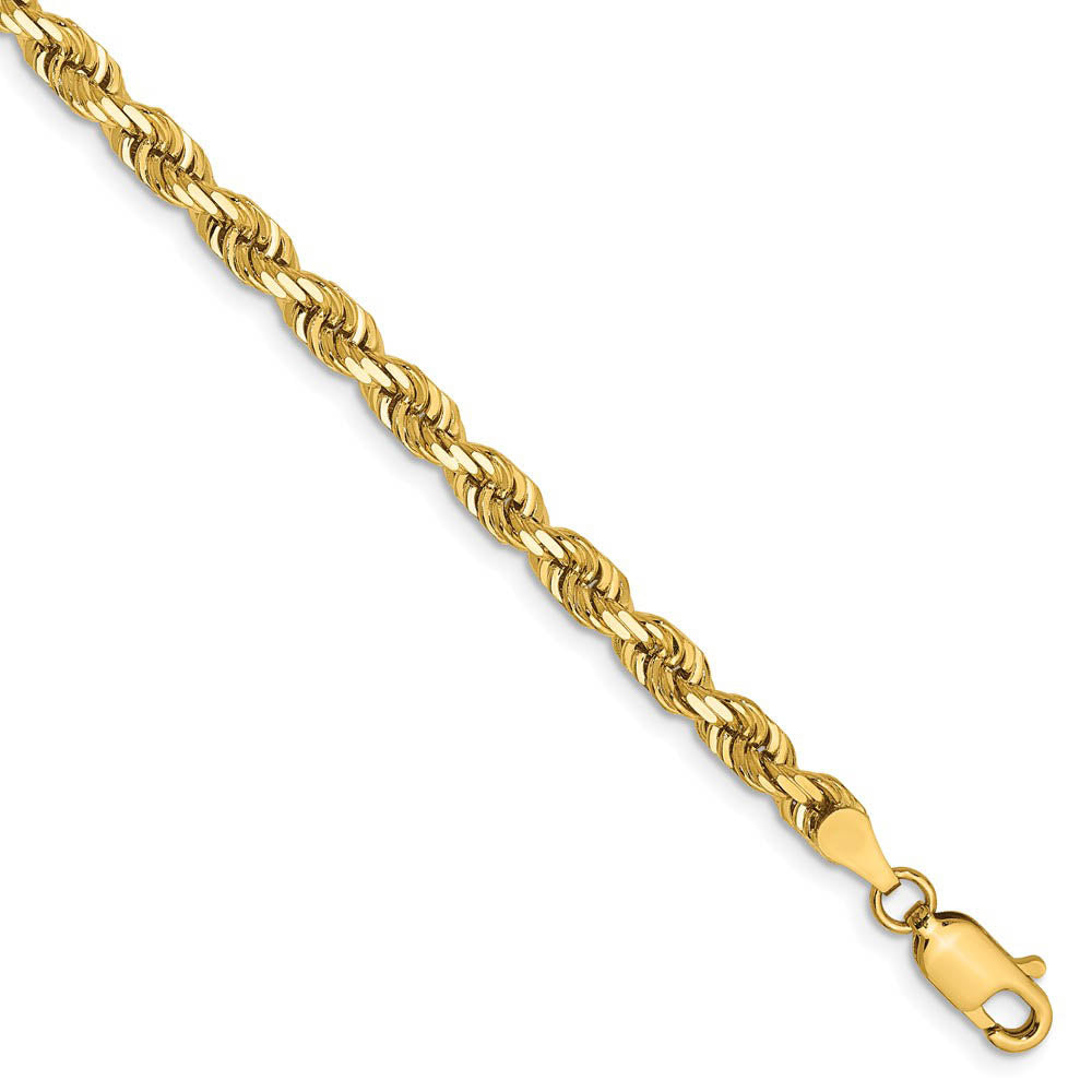 4mm, 14k Yellow Gold, D/C Quadruple Rope Chain Bracelet, Item C8398-B by The Black Bow Jewelry Co.