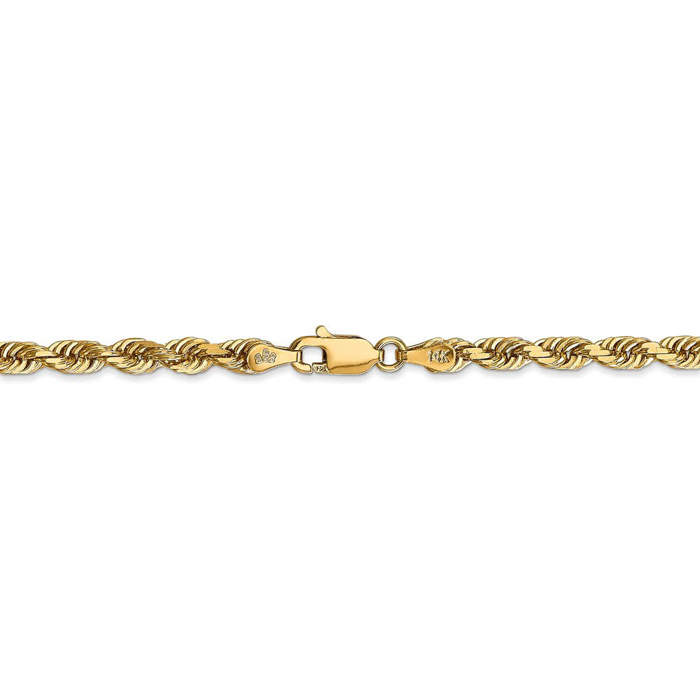Alternate view of the 4mm, 14k Yellow Gold, D/C Quadruple Rope Chain Bracelet by The Black Bow Jewelry Co.