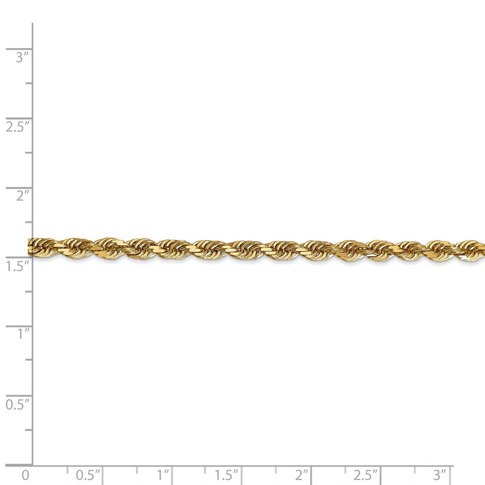 Alternate view of the 4mm, 14k Yellow Gold, D/C Quadruple Rope Chain Bracelet by The Black Bow Jewelry Co.