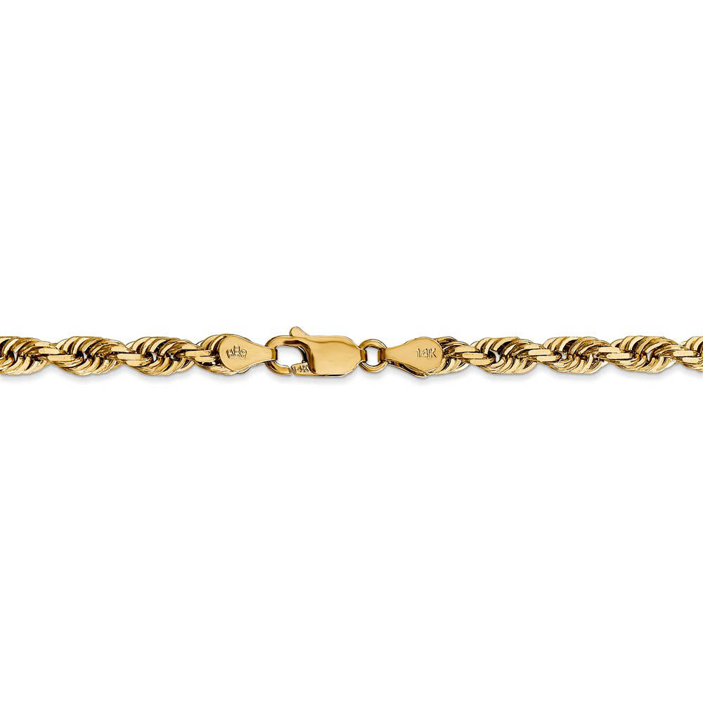 Alternate view of the 4.5mm, 14k Yellow Gold, D/C Quadruple Rope Chain Bracelet by The Black Bow Jewelry Co.