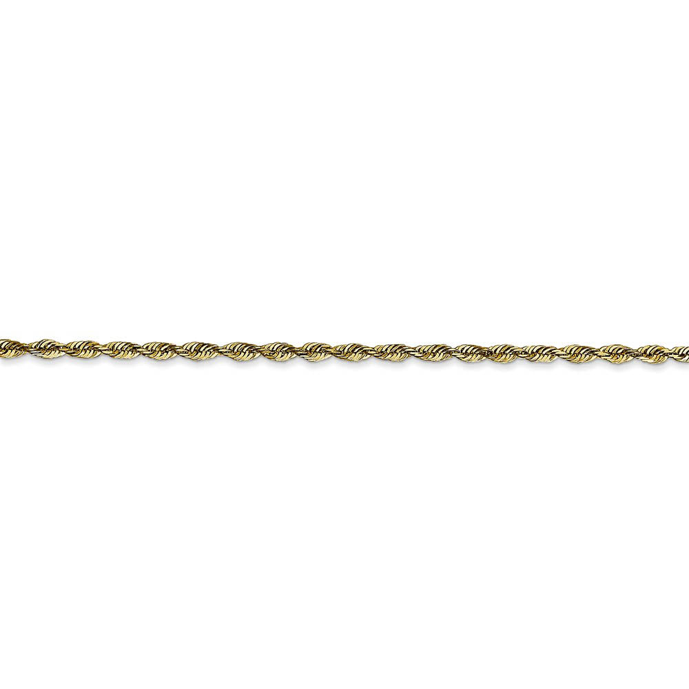 Alternate view of the 2mm, 10k Yellow Gold Lightweight D/C Rope Chain Bracelet, 7 Inch by The Black Bow Jewelry Co.