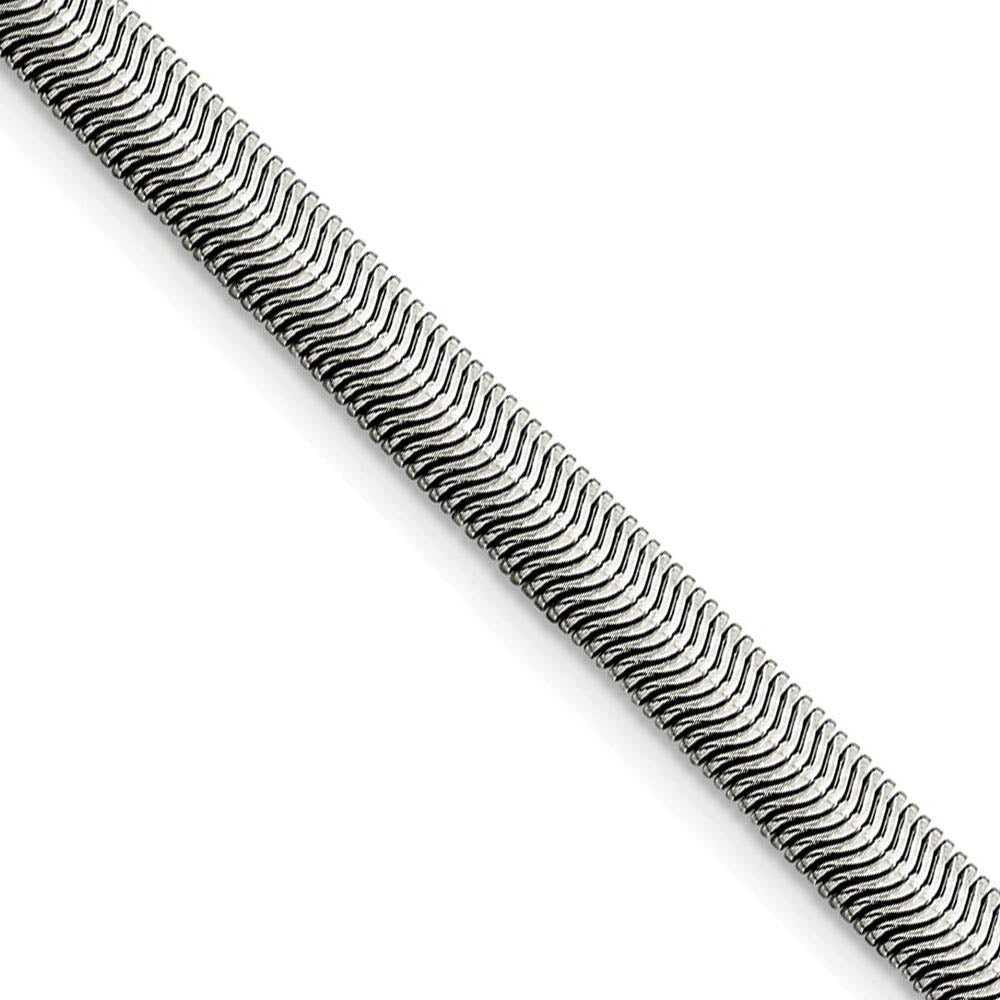 5.2mm Stainless Steel Flat Snake Chain Necklace, Item C9088 by The Black Bow Jewelry Co.