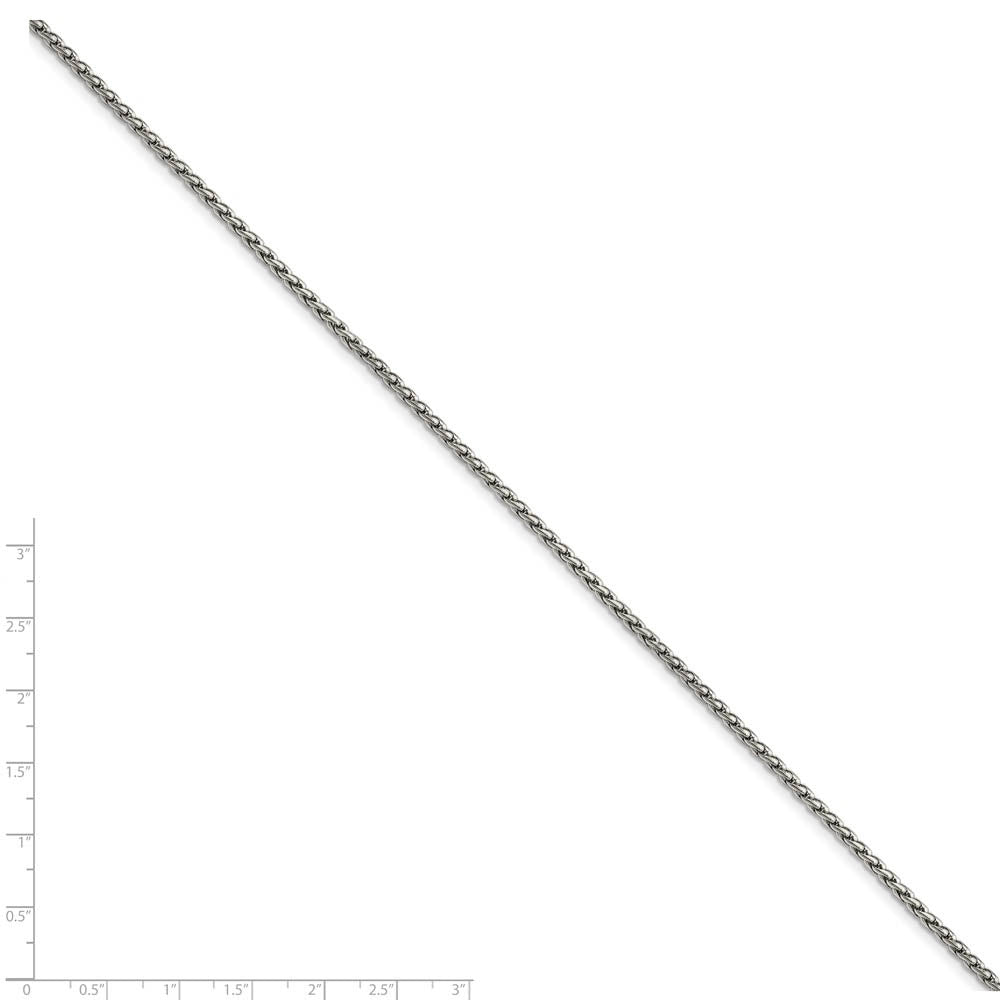 Alternate view of the Men's 3mm Stainless Steel Wheat Chain Necklace by The Black Bow Jewelry Co.
