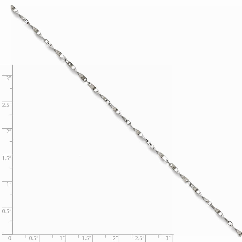 Alternate view of the 2mm Stainless Steel Polished Spiral Link Chain Necklace by The Black Bow Jewelry Co.