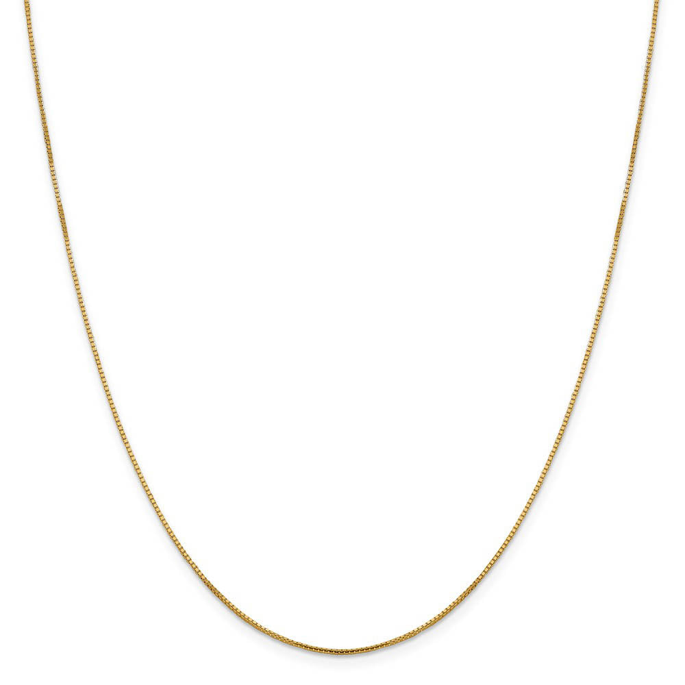 Alternate view of the 1mm 14k Yellow Gold Octagonal Box Chain Necklace by The Black Bow Jewelry Co.