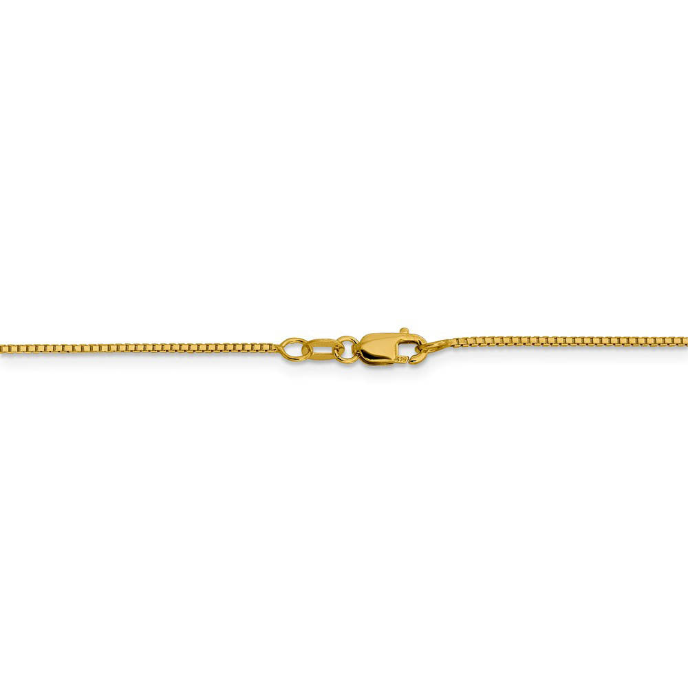Alternate view of the 1mm 14k Yellow Gold Octagonal Box Chain Necklace by The Black Bow Jewelry Co.
