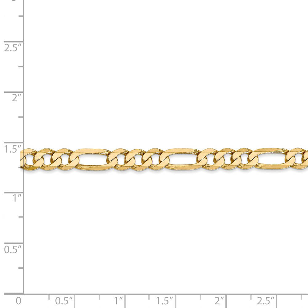 Alternate view of the 5.25mm 14k Yellow Gold Solid Flat Figaro Chain Bracelet, 8 Inch by The Black Bow Jewelry Co.