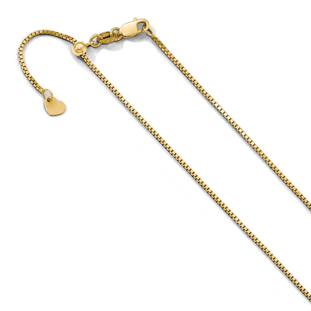 0.9mm 10k Yellow Gold Adjustable Box Chain Necklace, Item C9393 by The Black Bow Jewelry Co.