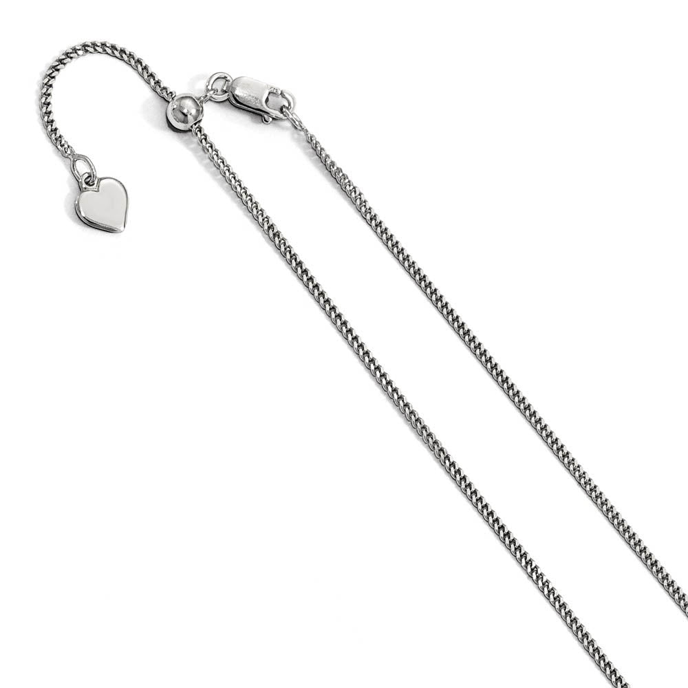 1.4mm Sterling Silver Adjustable Curb Chain Necklace, 22 Inch, Item C9412-22 by The Black Bow Jewelry Co.