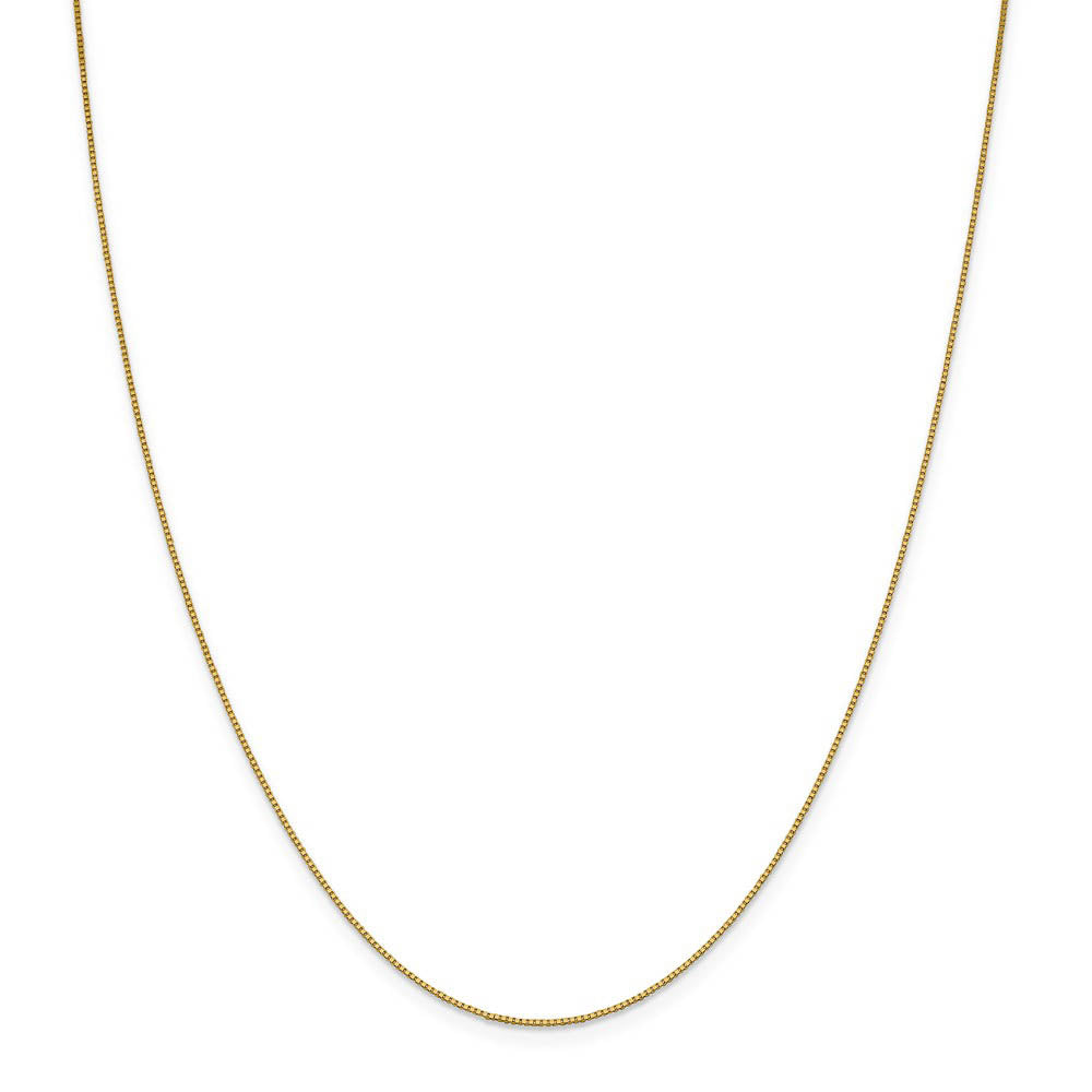Alternate view of the 0.7mm 18k Yellow Gold Classic Box Chain Necklace by The Black Bow Jewelry Co.