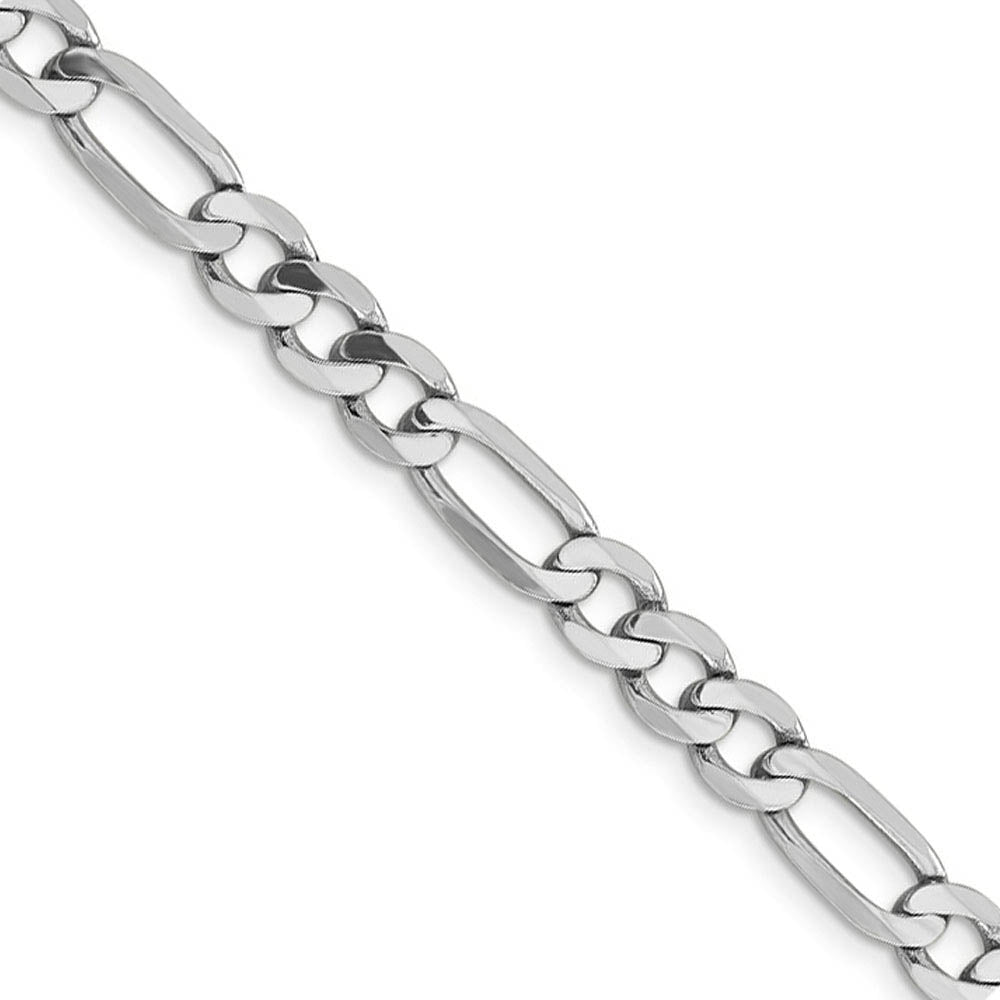 Men's 6mm 14k White Gold Flat Figaro Chain Necklace, Item C9832 by The Black Bow Jewelry Co.