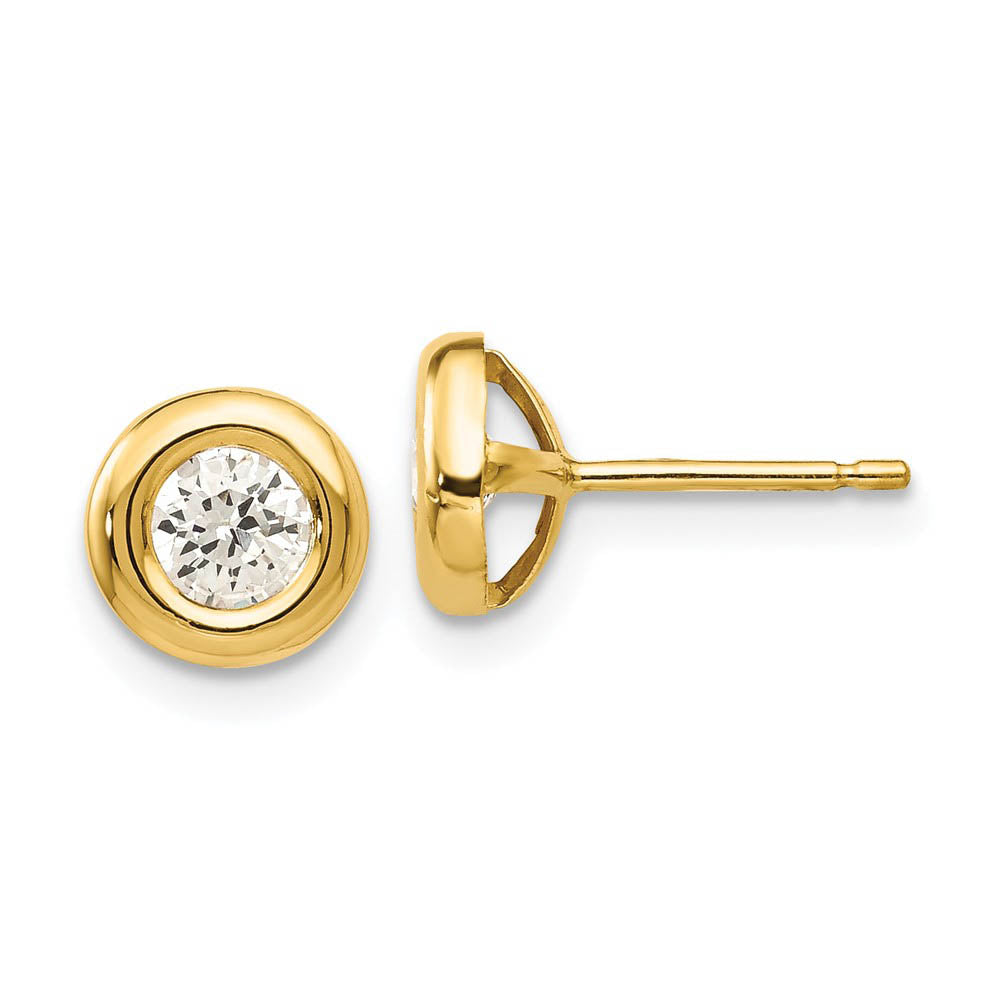 6mm Cubic Zirconia Post Earrings in 14k Yellow Gold, Item E10558 by The Black Bow Jewelry Co.