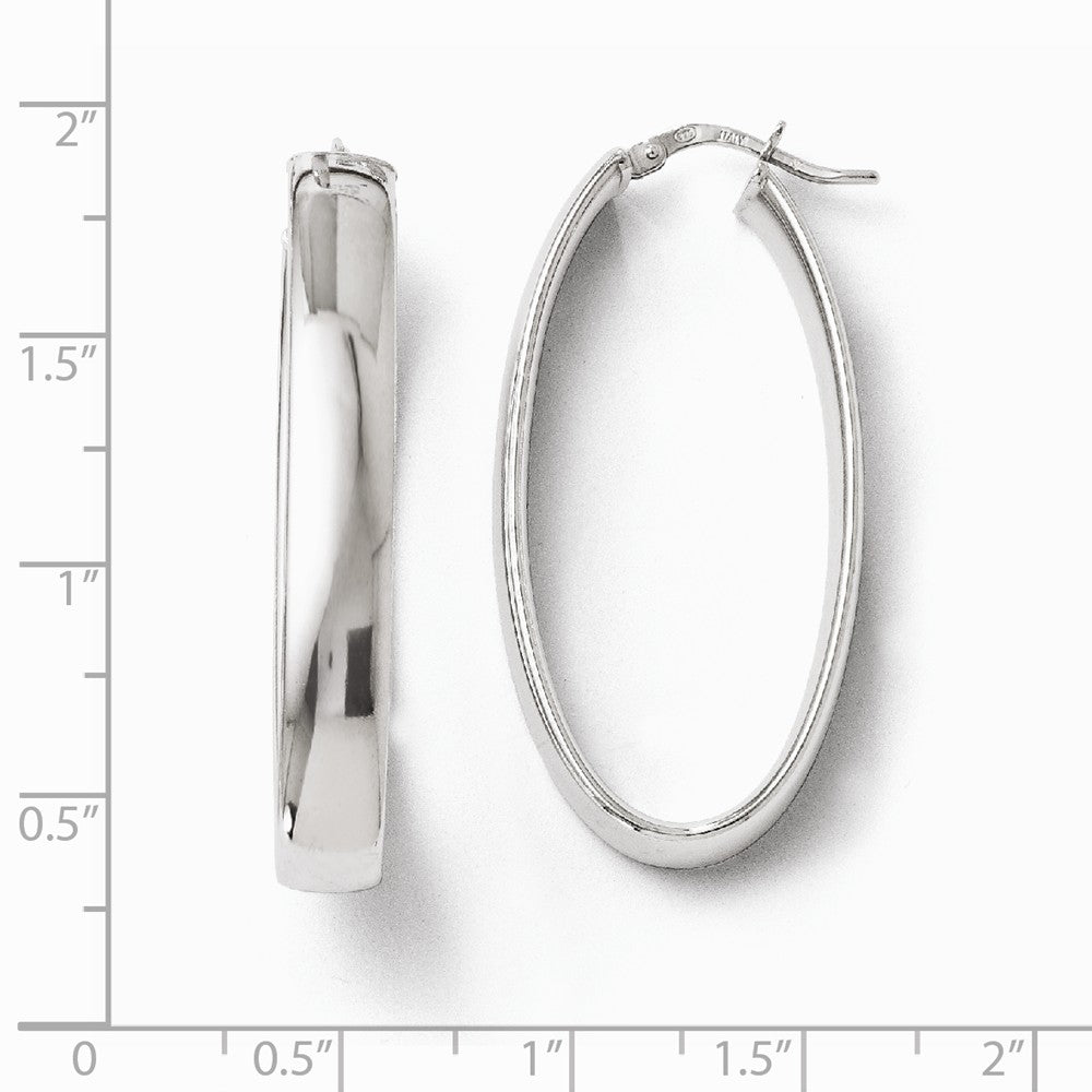 Alternate view of the 6mm Polished Oval Hoop Earrings in Sterling Silver, 40mm (1 1/2 in) by The Black Bow Jewelry Co.