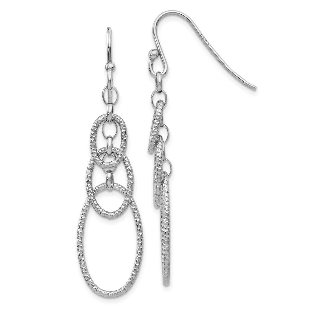 Textured Oval Link Dangle Earrings in Sterling Silver, Item E11484 by The Black Bow Jewelry Co.