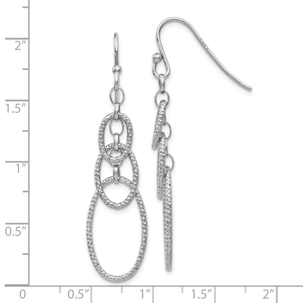 Alternate view of the Textured Oval Link Dangle Earrings in Sterling Silver by The Black Bow Jewelry Co.