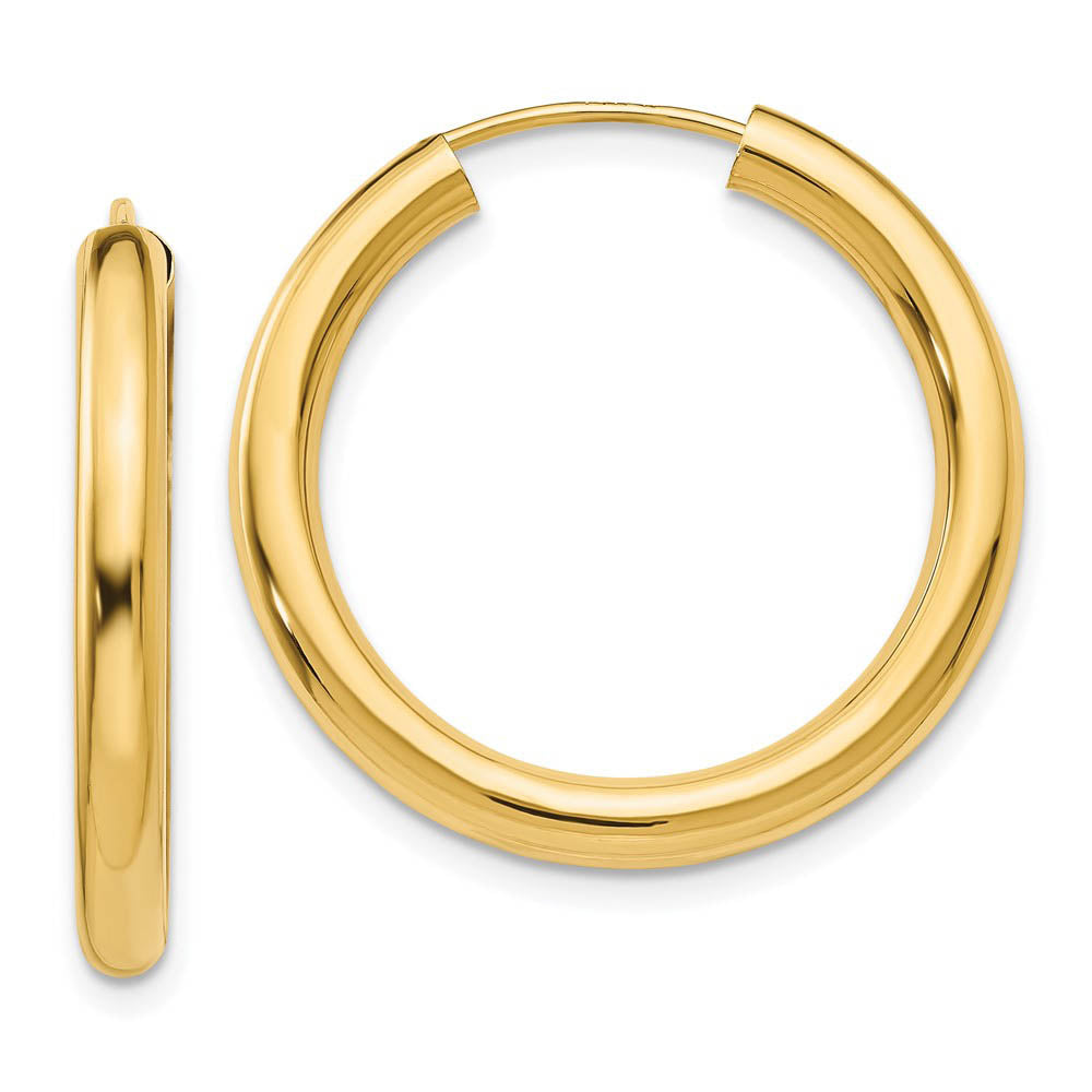 3mm x 25mm 14k Yellow Gold Polished Endless Tube Hoop Earrings, Item E13232 by The Black Bow Jewelry Co.