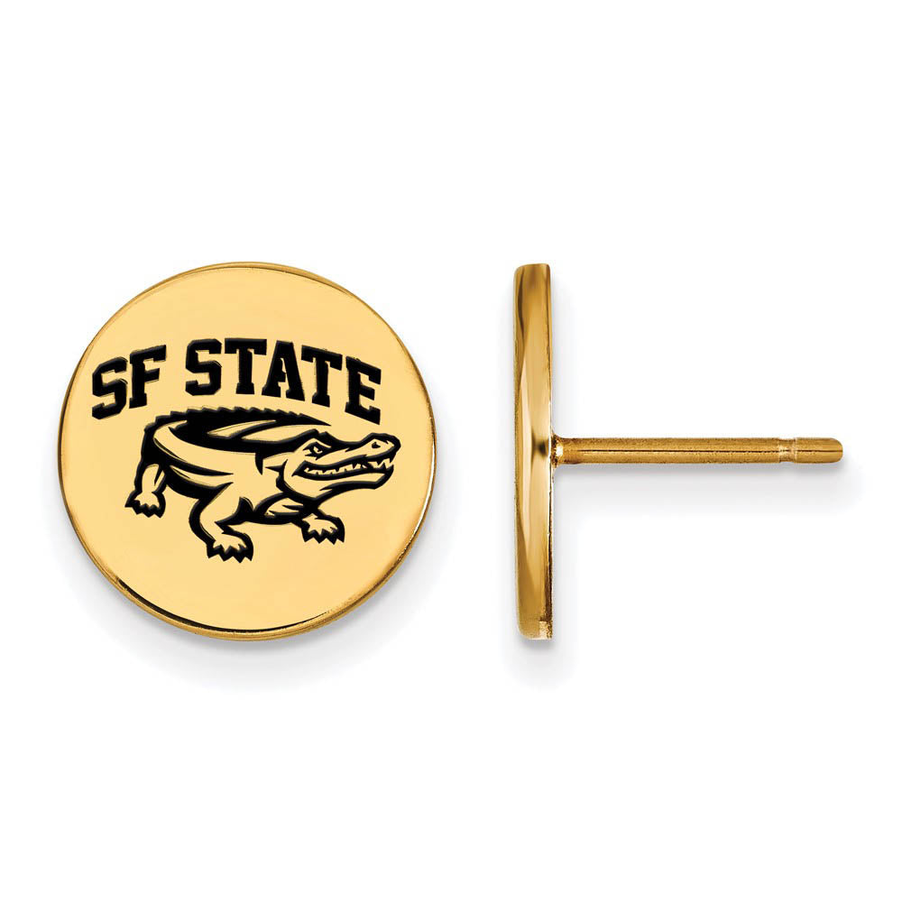 14k Gold Plated Silver San Francisco State U Enamel Disc Earring, Item E14216 by The Black Bow Jewelry Co.