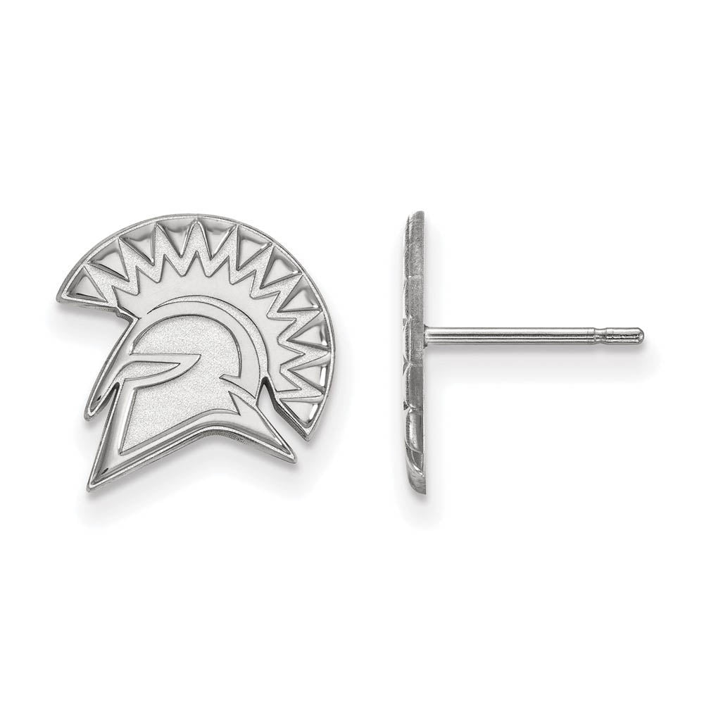 10k White Gold San Jose State University Small Post Earrings, Item E14249 by The Black Bow Jewelry Co.