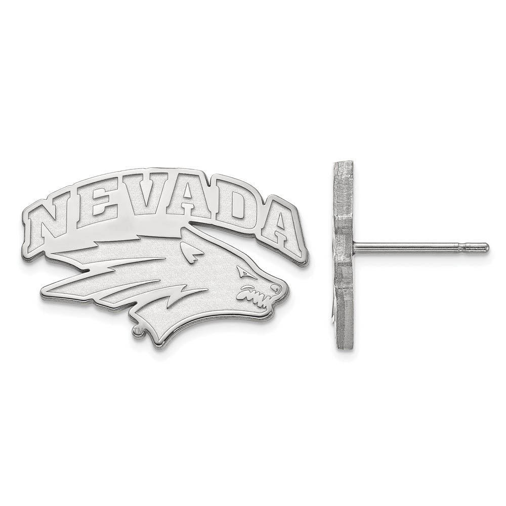 10k White Gold University of Nevada Small Post Earrings, Item E14259 by The Black Bow Jewelry Co.
