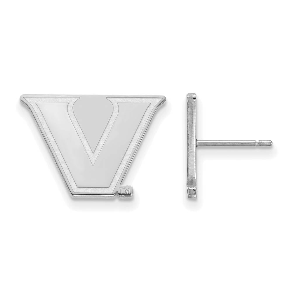 10k White Gold Vanderbilt University Small Post Earrings, Item E14267 by The Black Bow Jewelry Co.