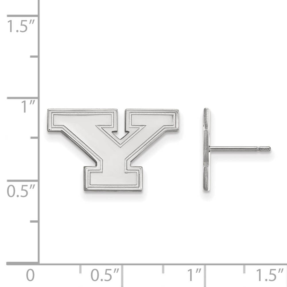 Alternate view of the 10k White Gold Youngstown State Small Post Earrings by The Black Bow Jewelry Co.
