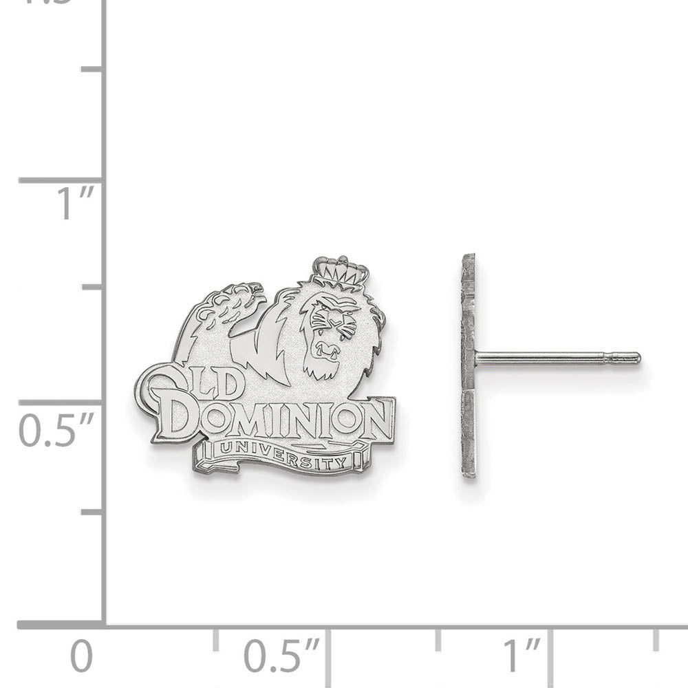 Alternate view of the 10k White Gold Old Dominion University Small Post Earrings by The Black Bow Jewelry Co.