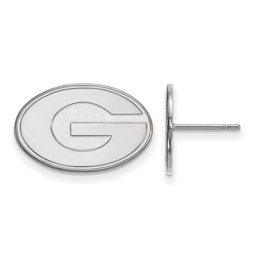 10k White Gold University of Georgia Small Initial G Post Earrings, Item E14337 by The Black Bow Jewelry Co.