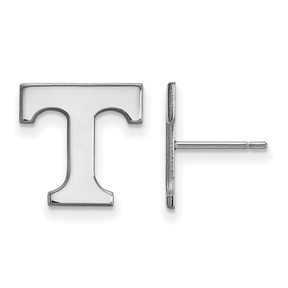 10k White Gold University of Tennessee Small Initial T Post Earrings, Item E14347 by The Black Bow Jewelry Co.