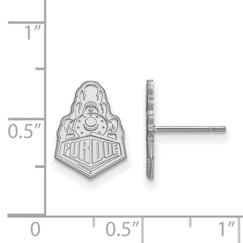 Alternate view of the 10k White Gold Purdue Small Post Earrings by The Black Bow Jewelry Co.