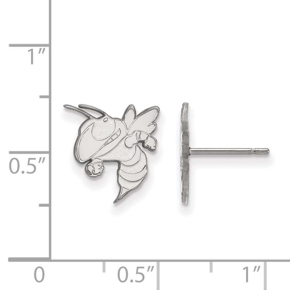 Alternate view of the 10k White Gold Georgia Technology Small Post Earrings by The Black Bow Jewelry Co.