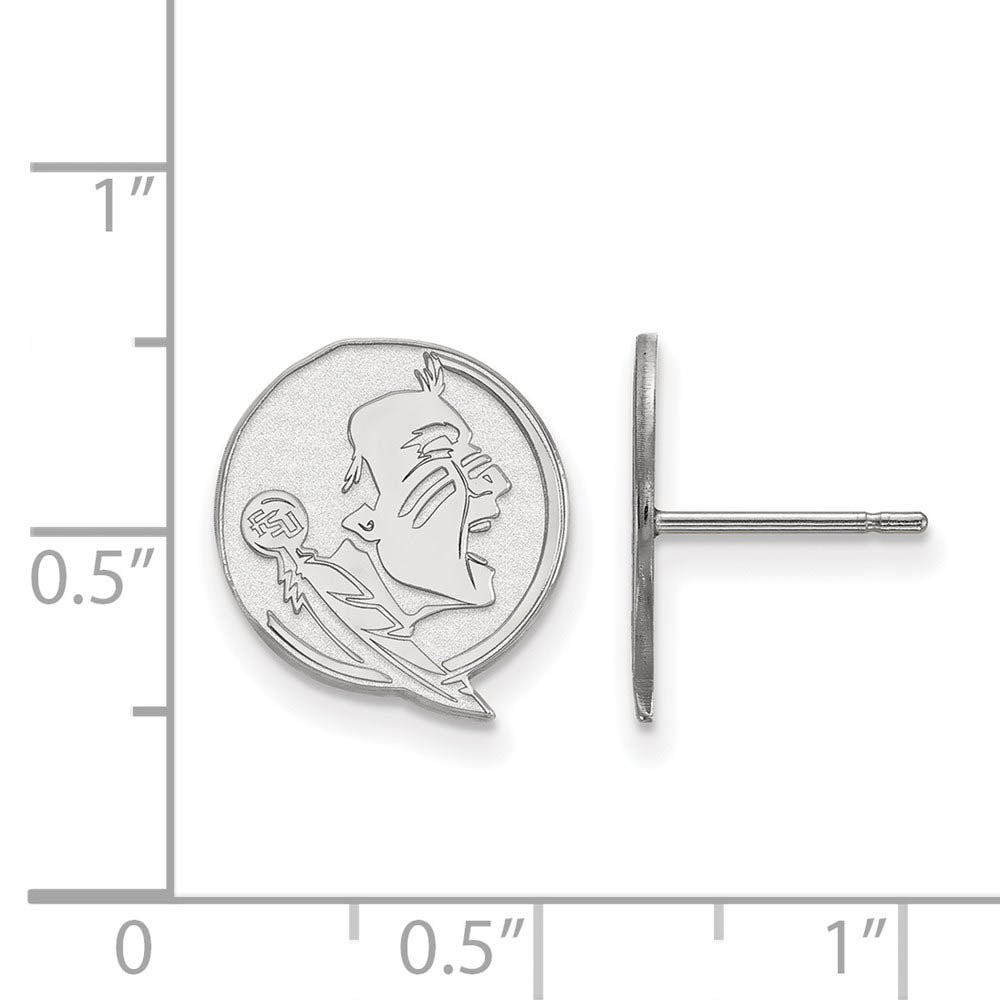 Alternate view of the 10K White Gold Florida State University Small Post Earrings by The Black Bow Jewelry Co.