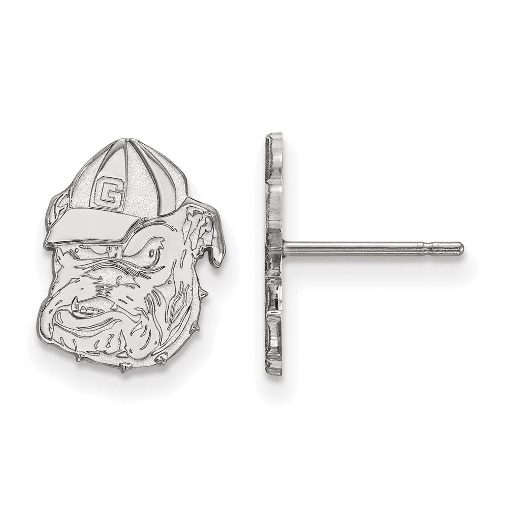 10k White Gold University of Georgia Small Post Earrings, Item E14375 by The Black Bow Jewelry Co.