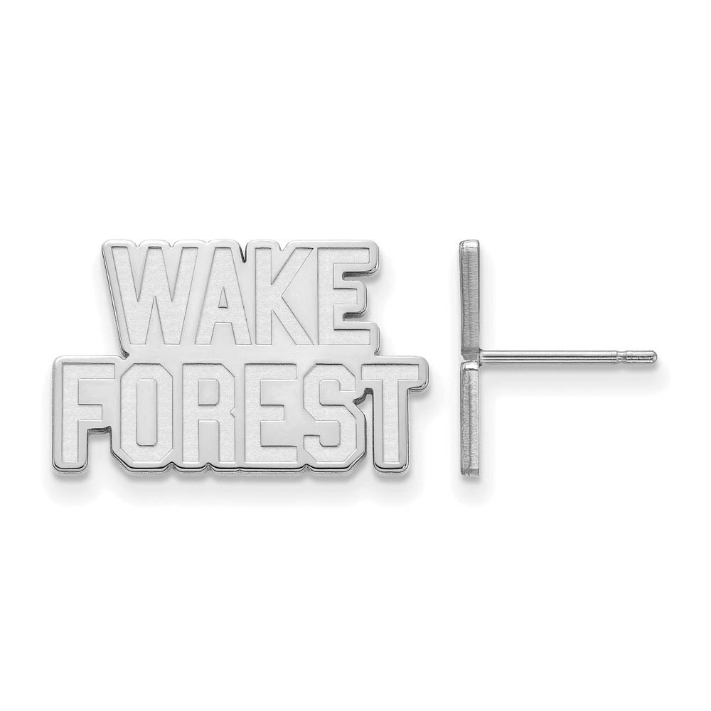10k White Gold Wake Forest University Small Post Earrings, Item E14399 by The Black Bow Jewelry Co.