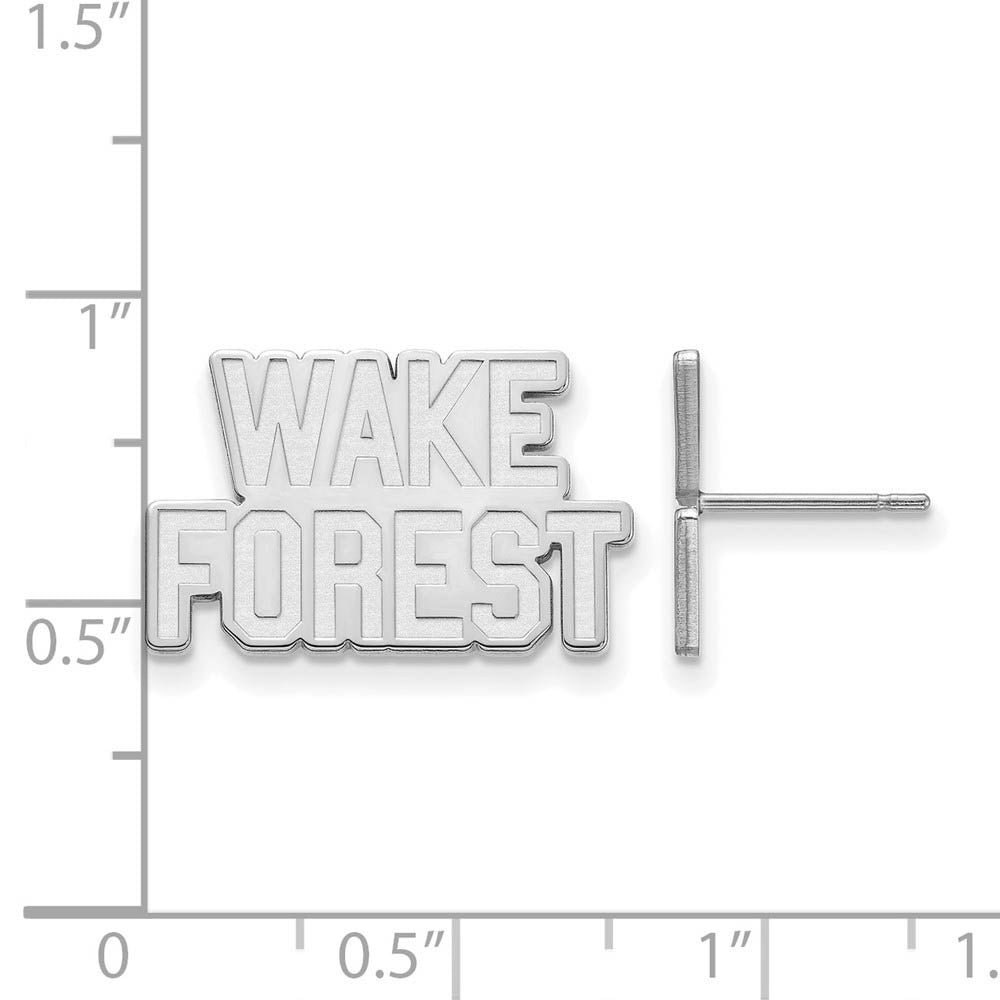 Alternate view of the 10k White Gold Wake Forest University Small Post Earrings by The Black Bow Jewelry Co.