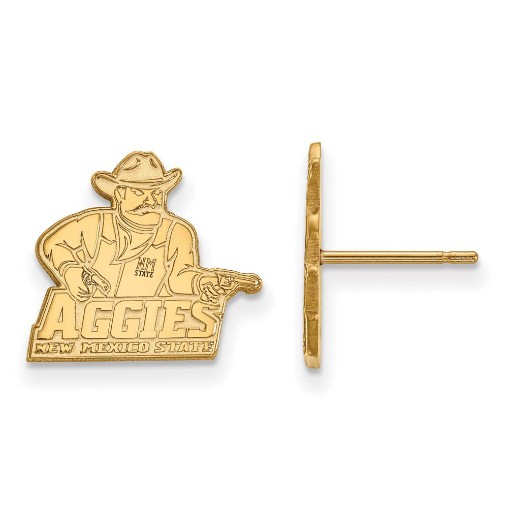 10k Yellow Gold New Mexico State University Small Post Earrings, Item E14420 by The Black Bow Jewelry Co.
