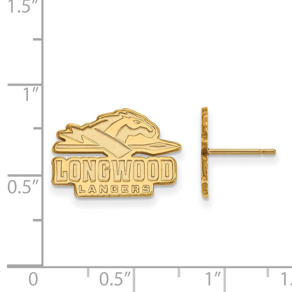 Alternate view of the 10k Yellow Gold Longwood University Small Post Earrings by The Black Bow Jewelry Co.
