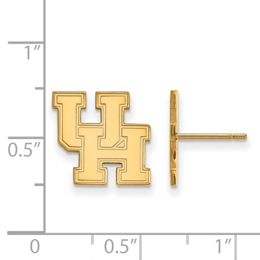 Alternate view of the 10k Yellow Gold University of Houston Small Post Earrings by The Black Bow Jewelry Co.