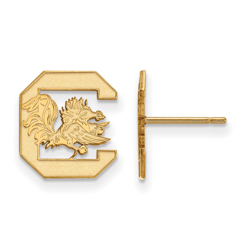10k Yellow Gold U of South Carolina Small Post Earrings, Item E14522 by The Black Bow Jewelry Co.