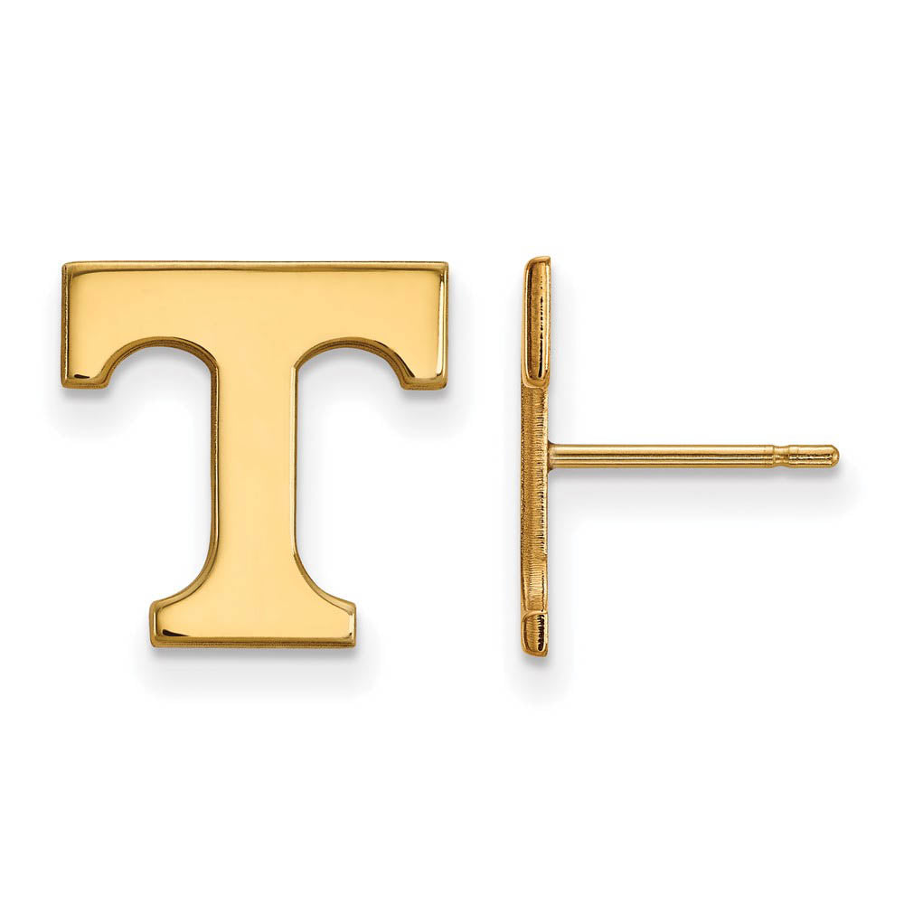 10k Yellow Gold University of Tennessee Sm Initial T Post Earrings, Item E14523 by The Black Bow Jewelry Co.