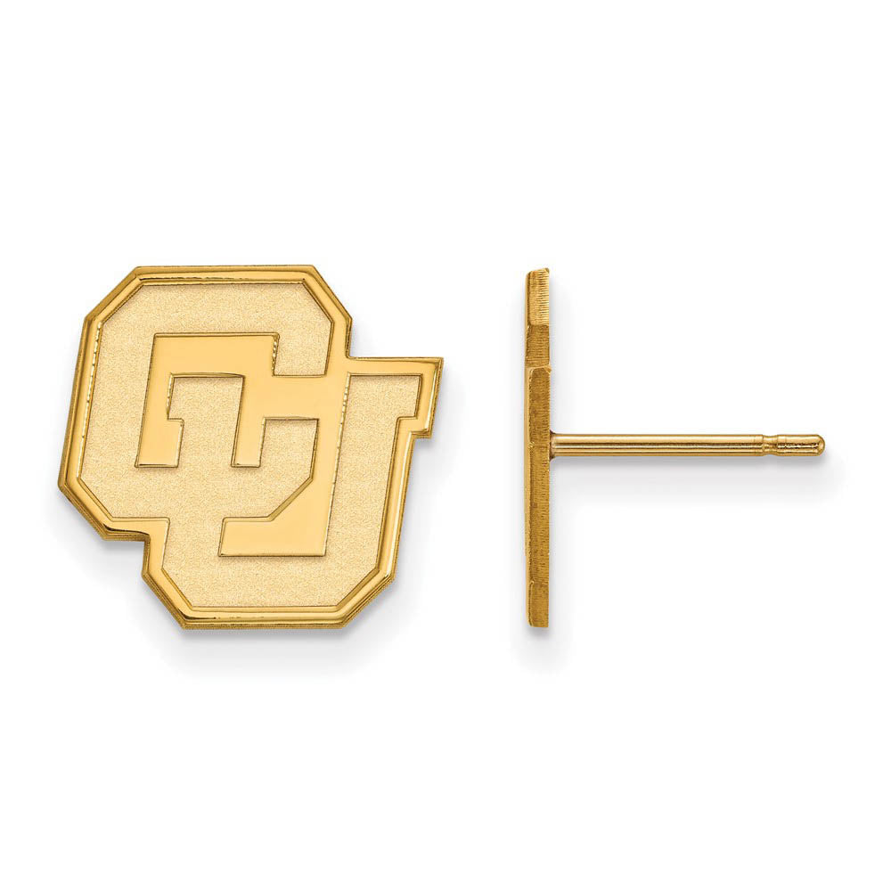10k Yellow Gold University of Colorado Small 'CU' Post Earrings, Item E14537 by The Black Bow Jewelry Co.
