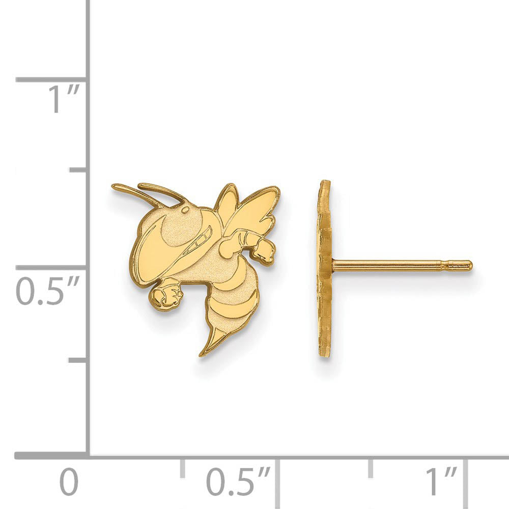 Alternate view of the 10k Yellow Gold Georgia Technology Small Post Earrings by The Black Bow Jewelry Co.