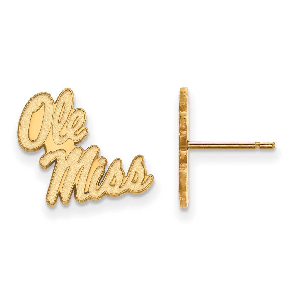 10k Yellow Gold University of Mississippi Small Post Earrings, Item E14553 by The Black Bow Jewelry Co.