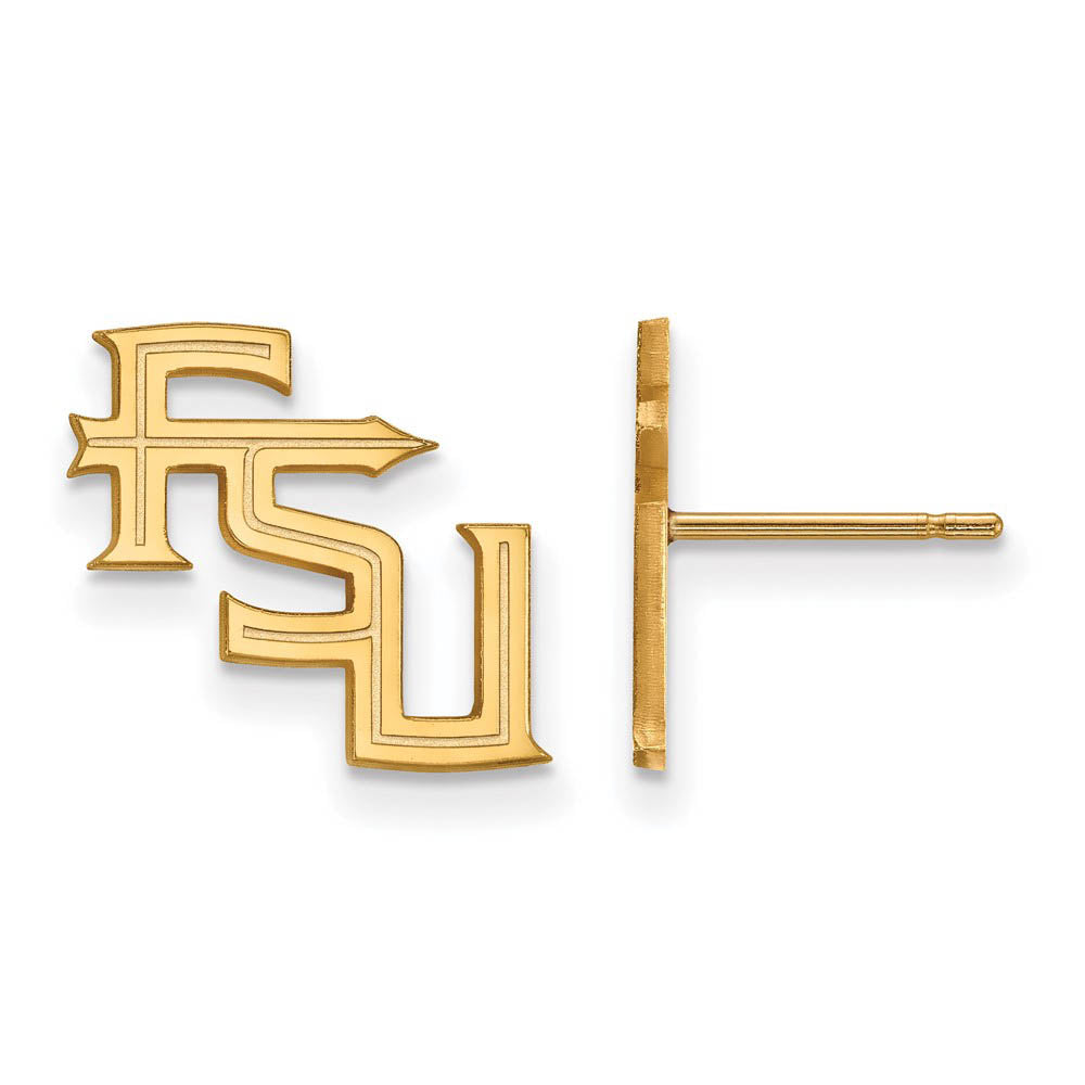 10k Yellow Gold Florida State University Small 'FSU' Post Earrings, Item E14569 by The Black Bow Jewelry Co.