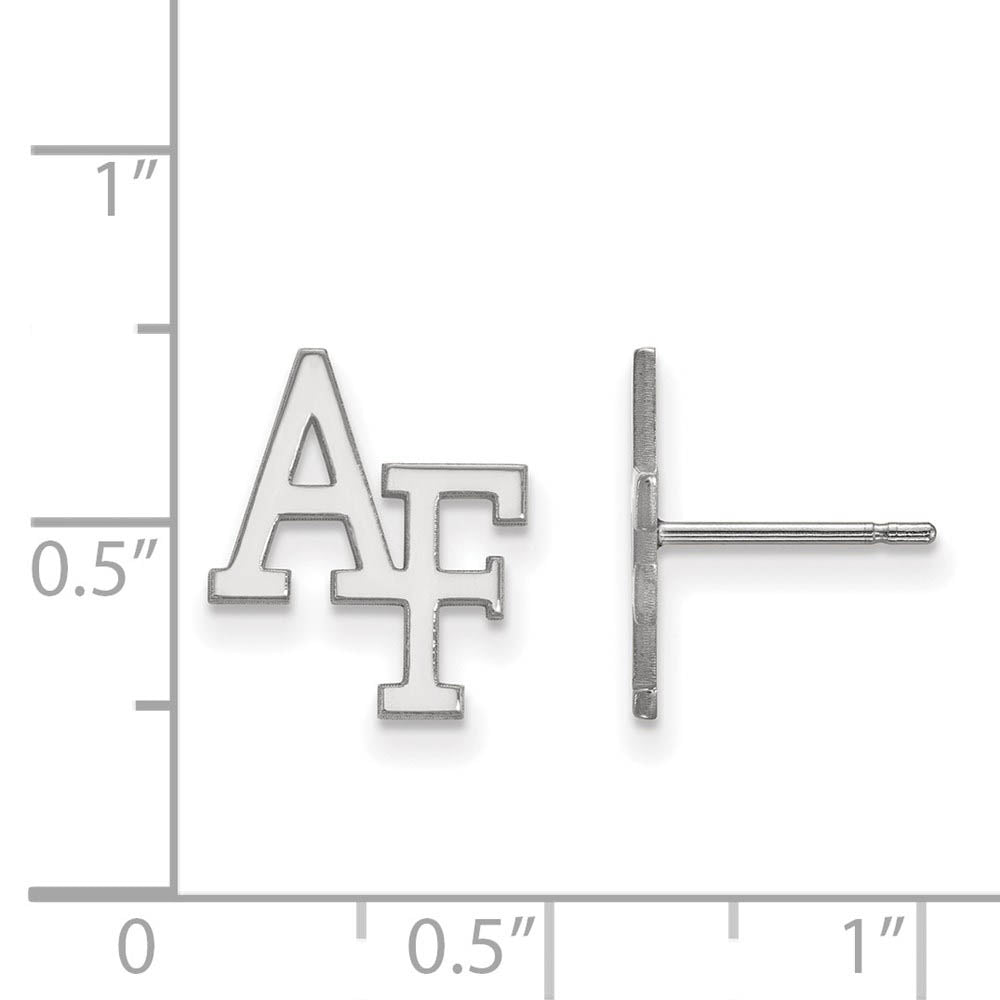 Alternate view of the 14k White Gold Air Force Academy Post Earrings by The Black Bow Jewelry Co.