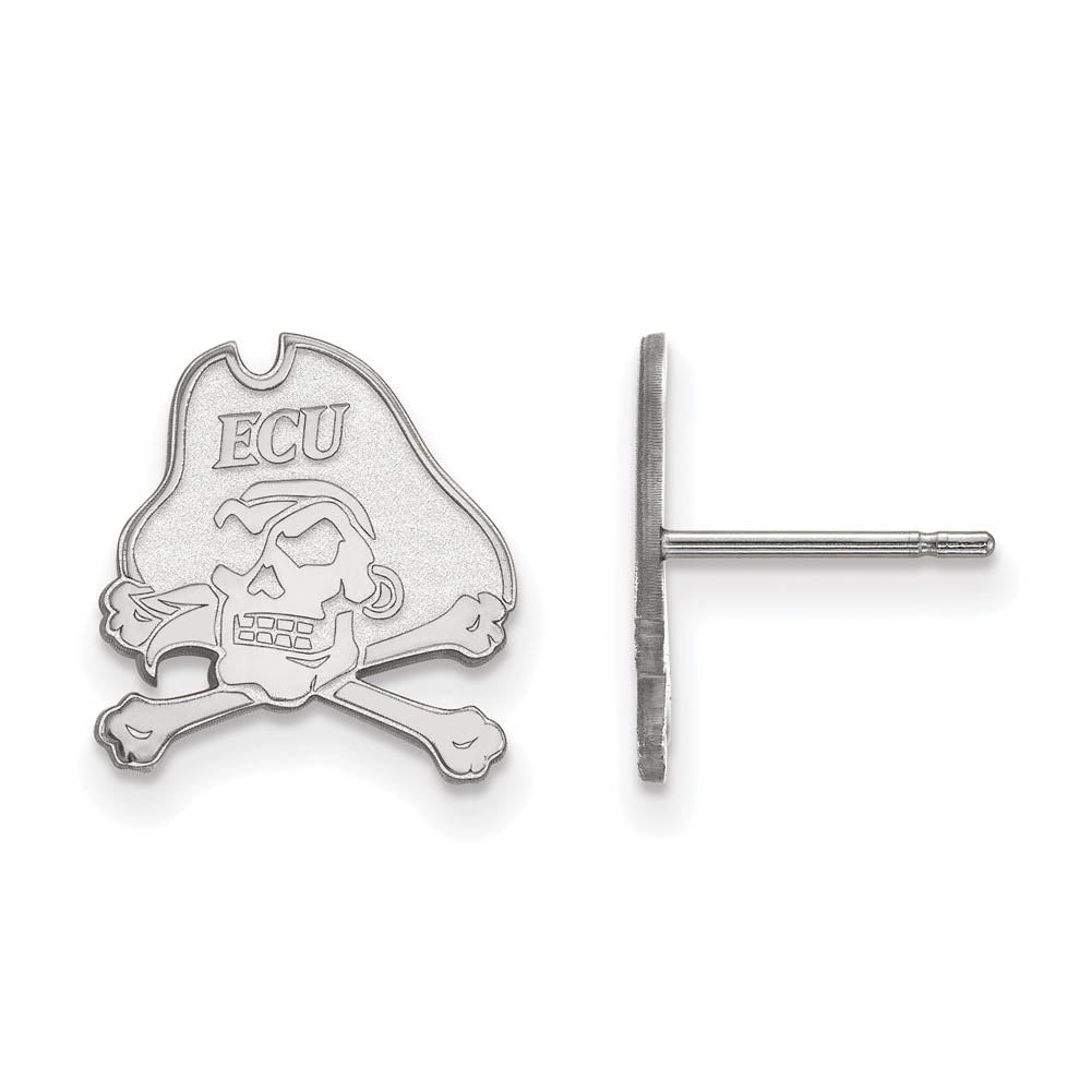 14k White Gold East Carolina University Small Post Earrings, Item E14678 by The Black Bow Jewelry Co.