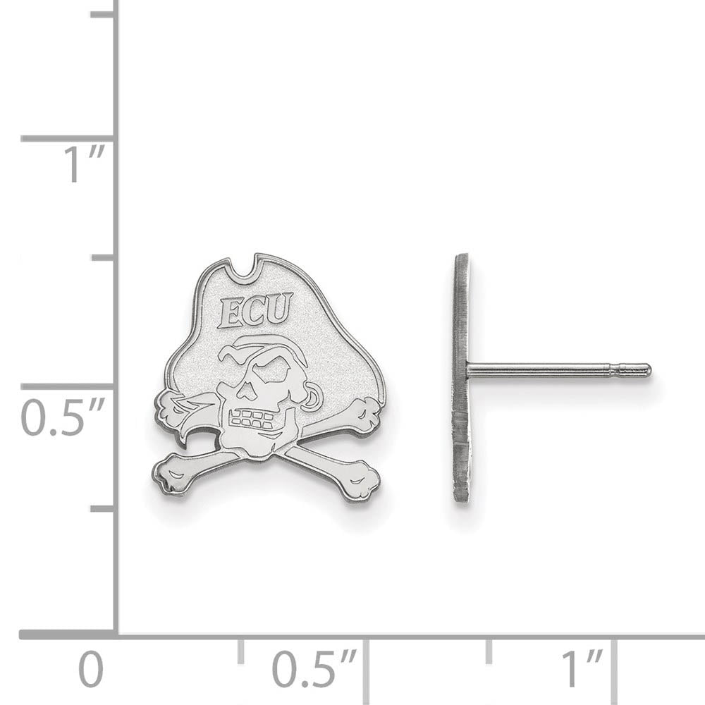 Alternate view of the 14k White Gold East Carolina University Small Post Earrings by The Black Bow Jewelry Co.
