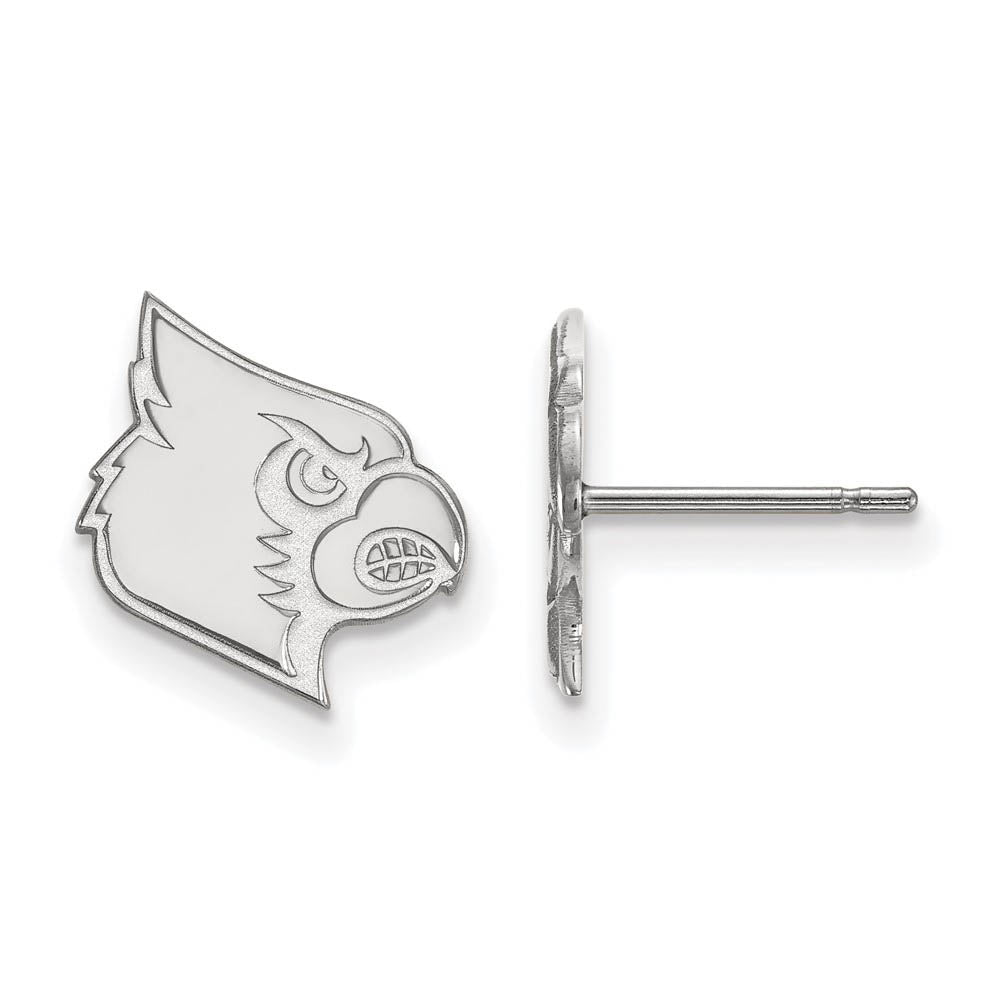14k White Gold University of Louisville Small Post Earrings, Item E14718 by The Black Bow Jewelry Co.