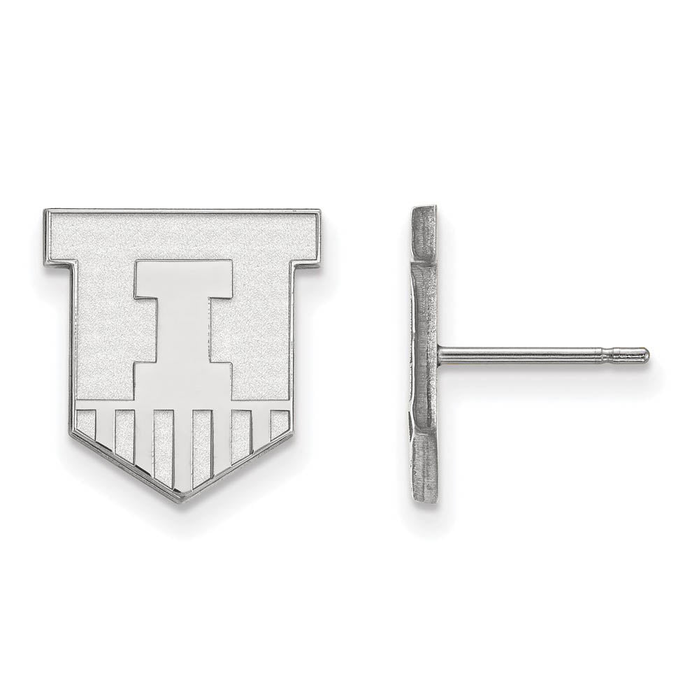 14k White Gold University of Illinois Small Post Earrings, Item E14728 by The Black Bow Jewelry Co.